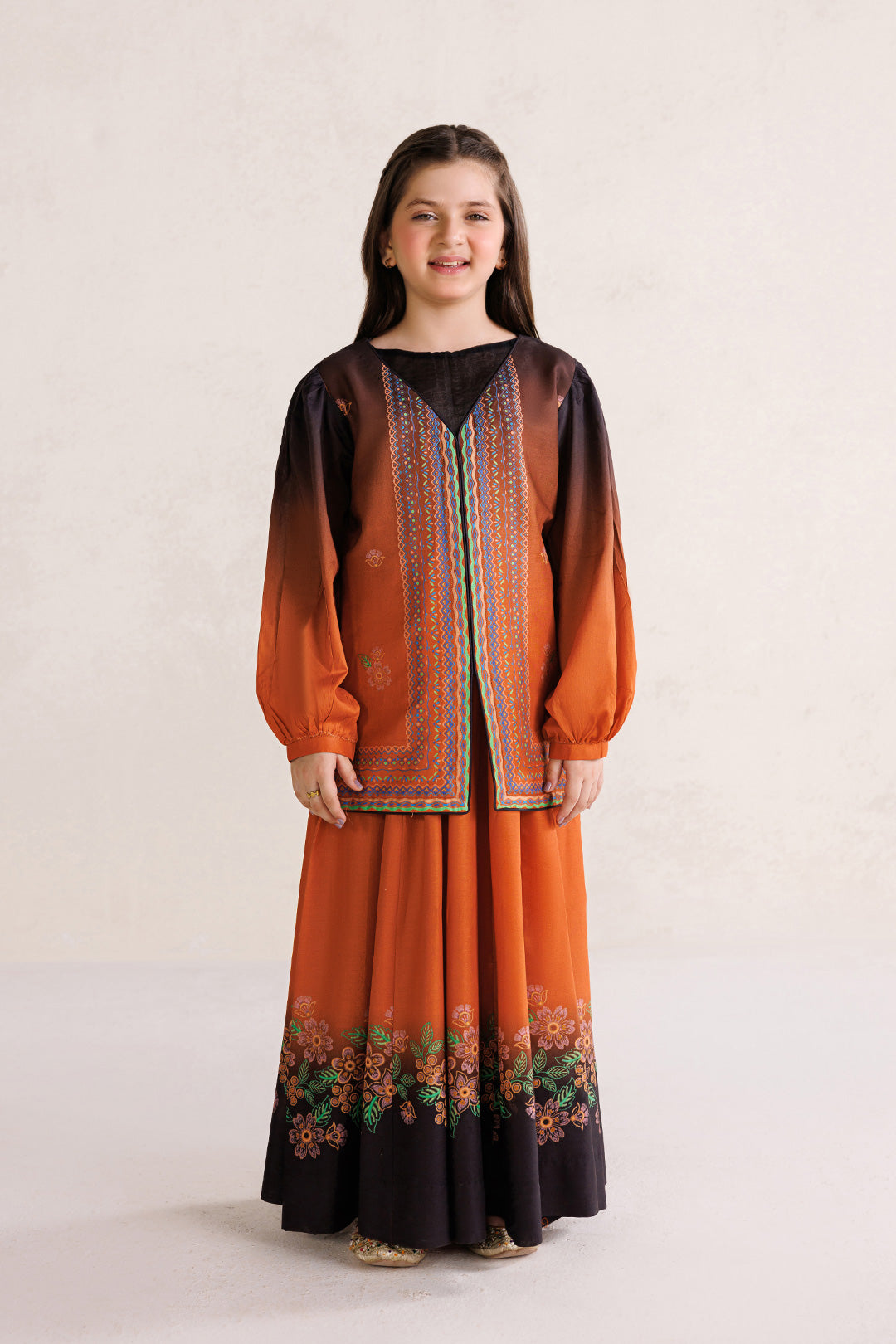 orange and black dress pakistani Orange Printed Kurta Set with Black Scarf PKR 2,830 Markaz