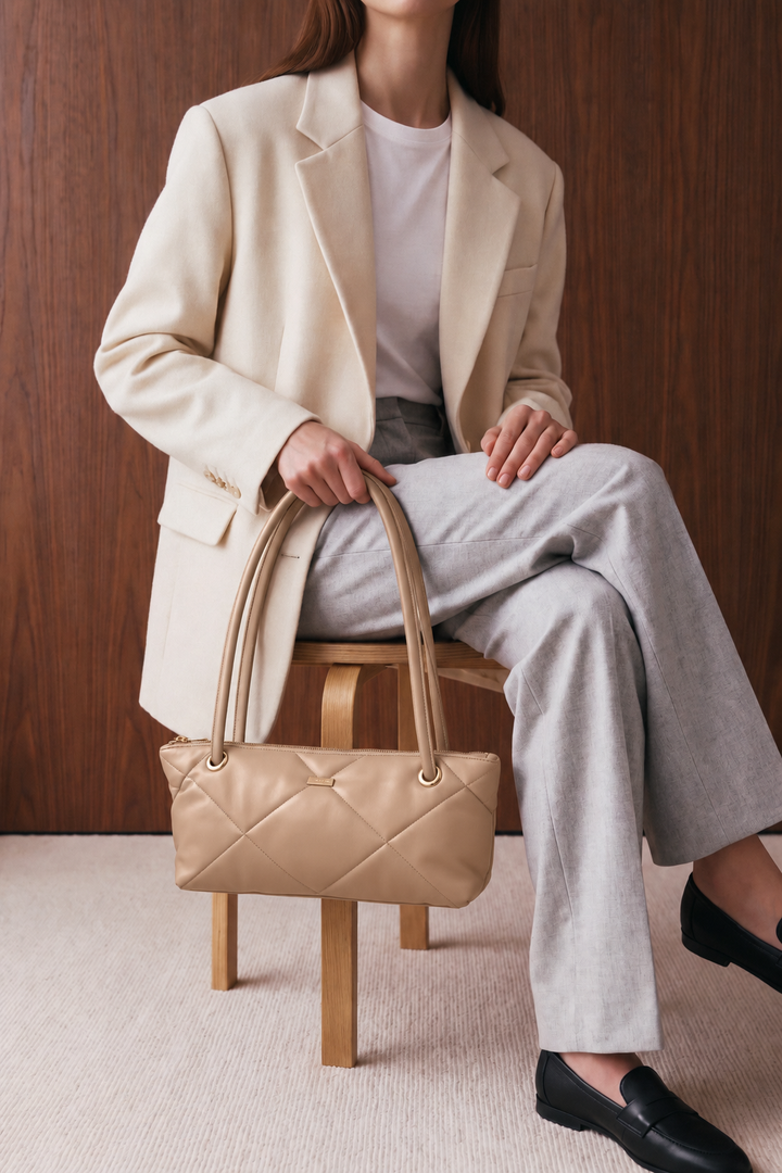 Solid Black Shoulder Bag